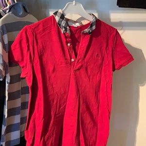 Burberry Tops - Red Burberry Shirt Burberry Tops - Red Burberry Shirt